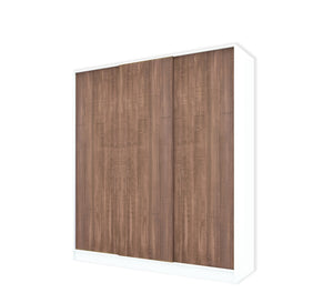 A three-leaf brown sliding wardrobe