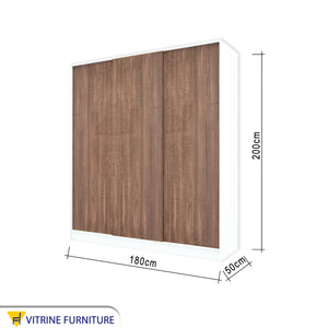 A three-leaf brown sliding wardrobe