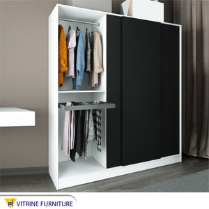 Sliding wardrobe with three doors in black