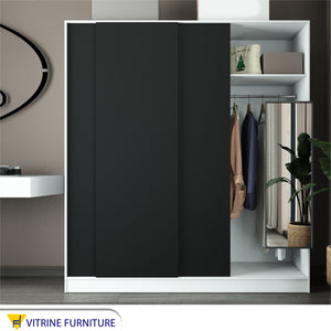 Sliding wardrobe with three doors in black