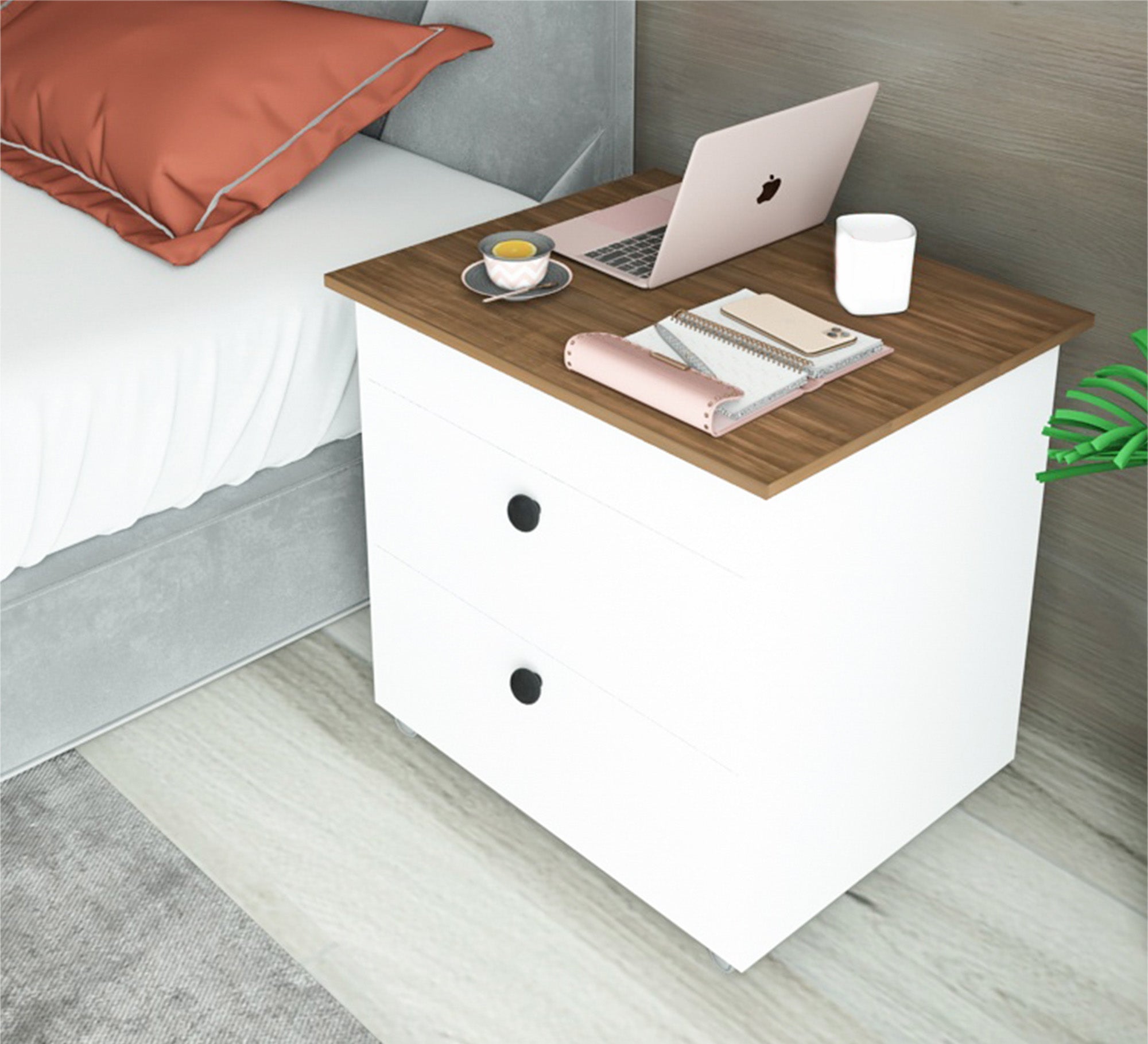 Bedside table with a brown movable surface