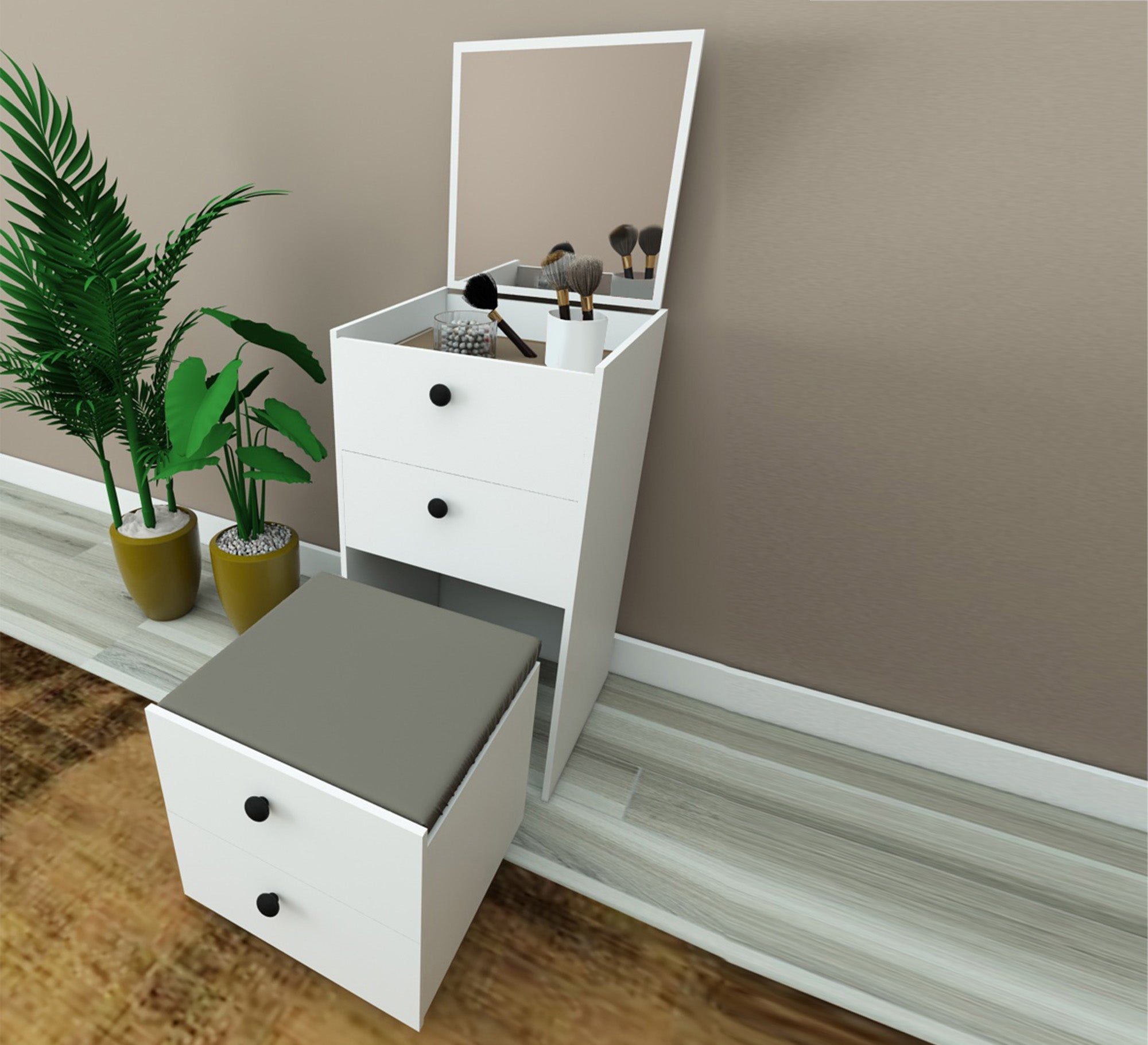 Dresser with movable top and seat