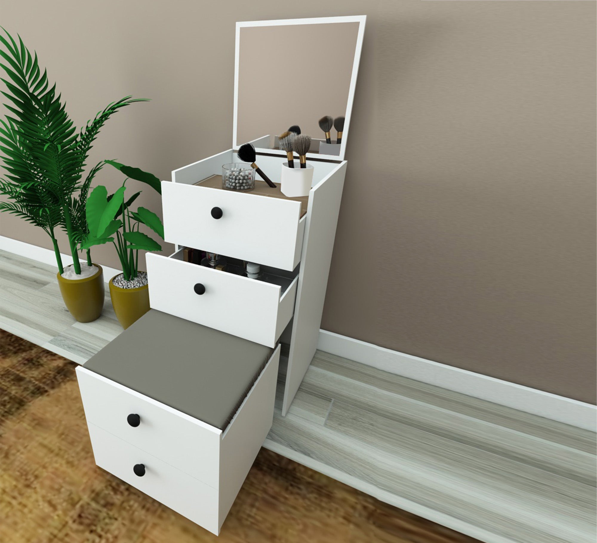 Dresser with movable top and seat