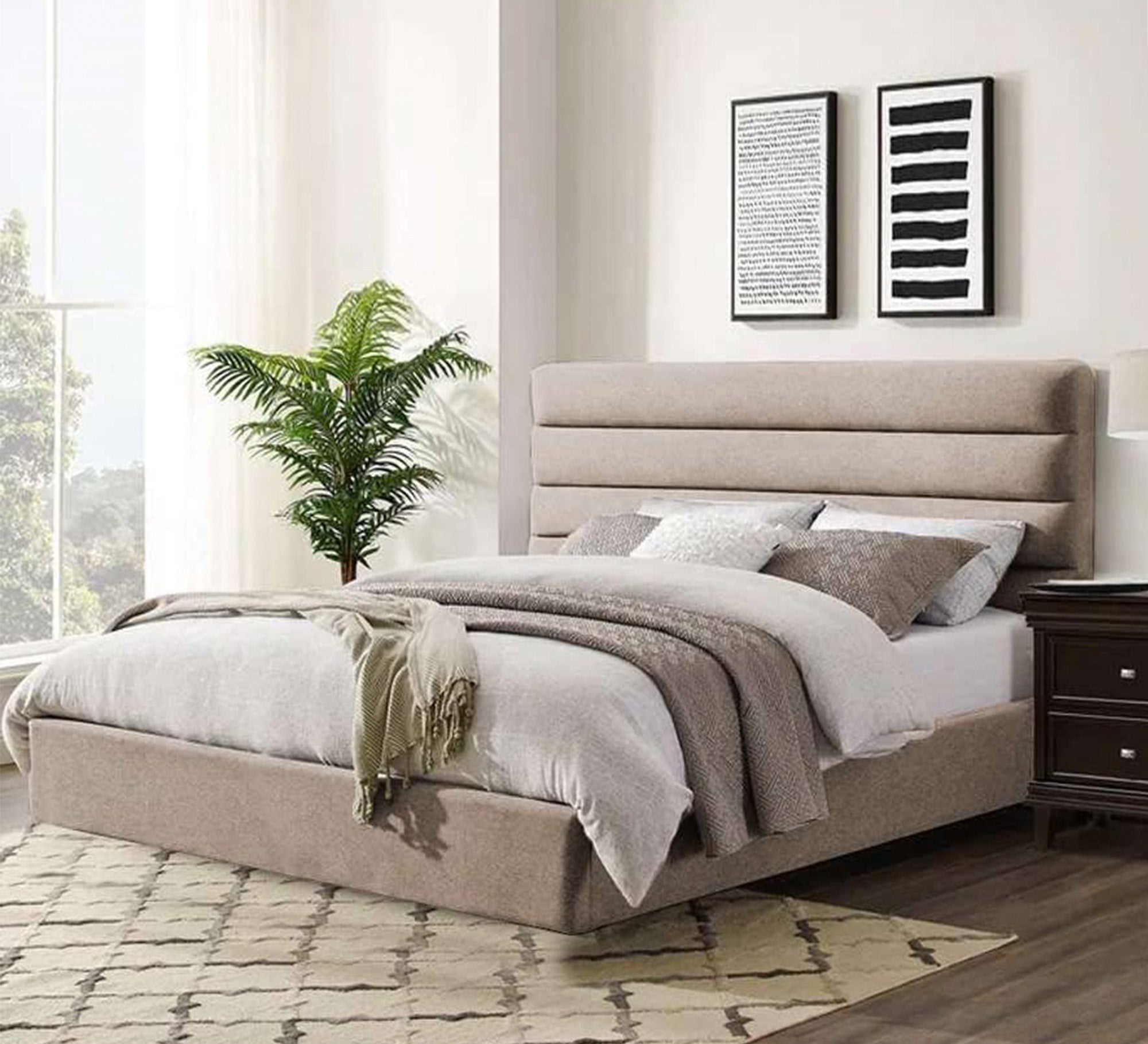 Youth beige bedroom bed