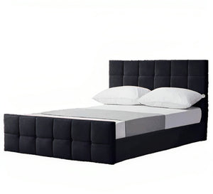 Single bed with square upholstery