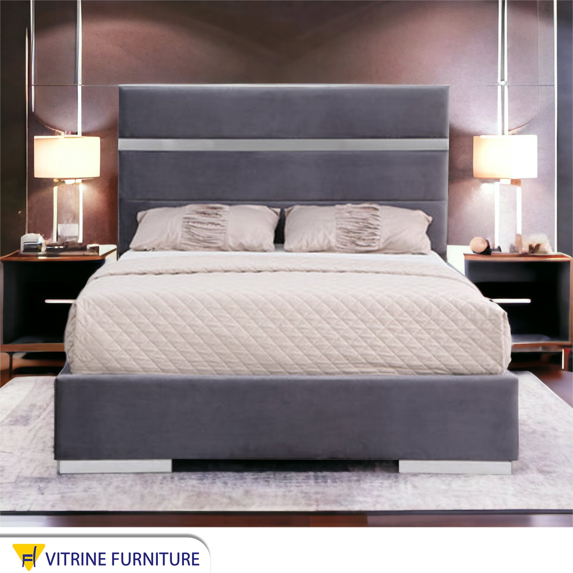 Single bed divided into two parts, dark grey