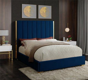 Single bed divided lengthwise in navy blue