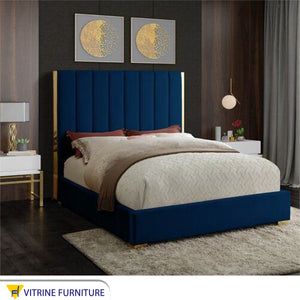 Single bed divided lengthwise in navy blue