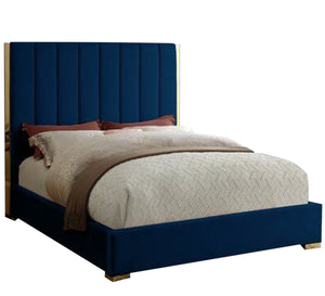 Single bed divided lengthwise in navy blue