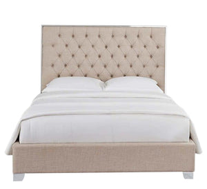 Beige bed with Capoutine upholstery