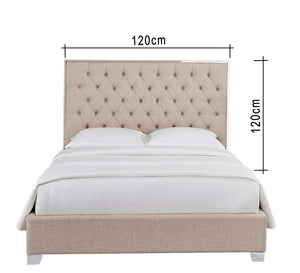 Beige bed with Capoutine upholstery