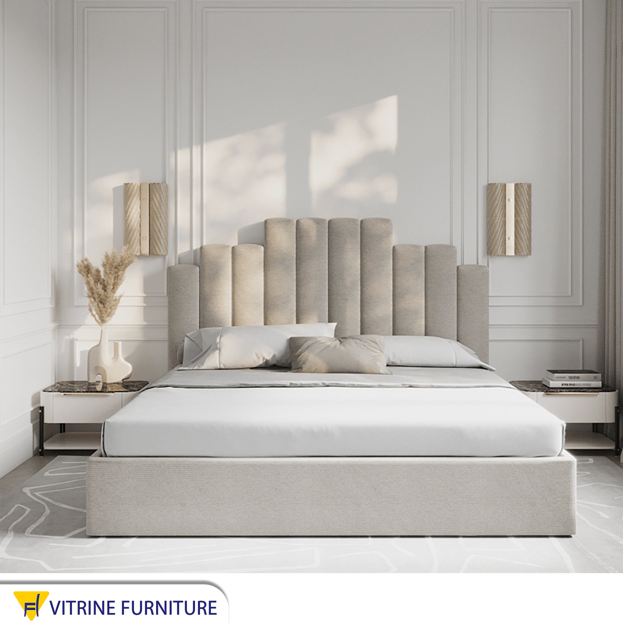Elegant beige bed