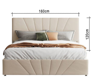 Beige upholstery king size bed