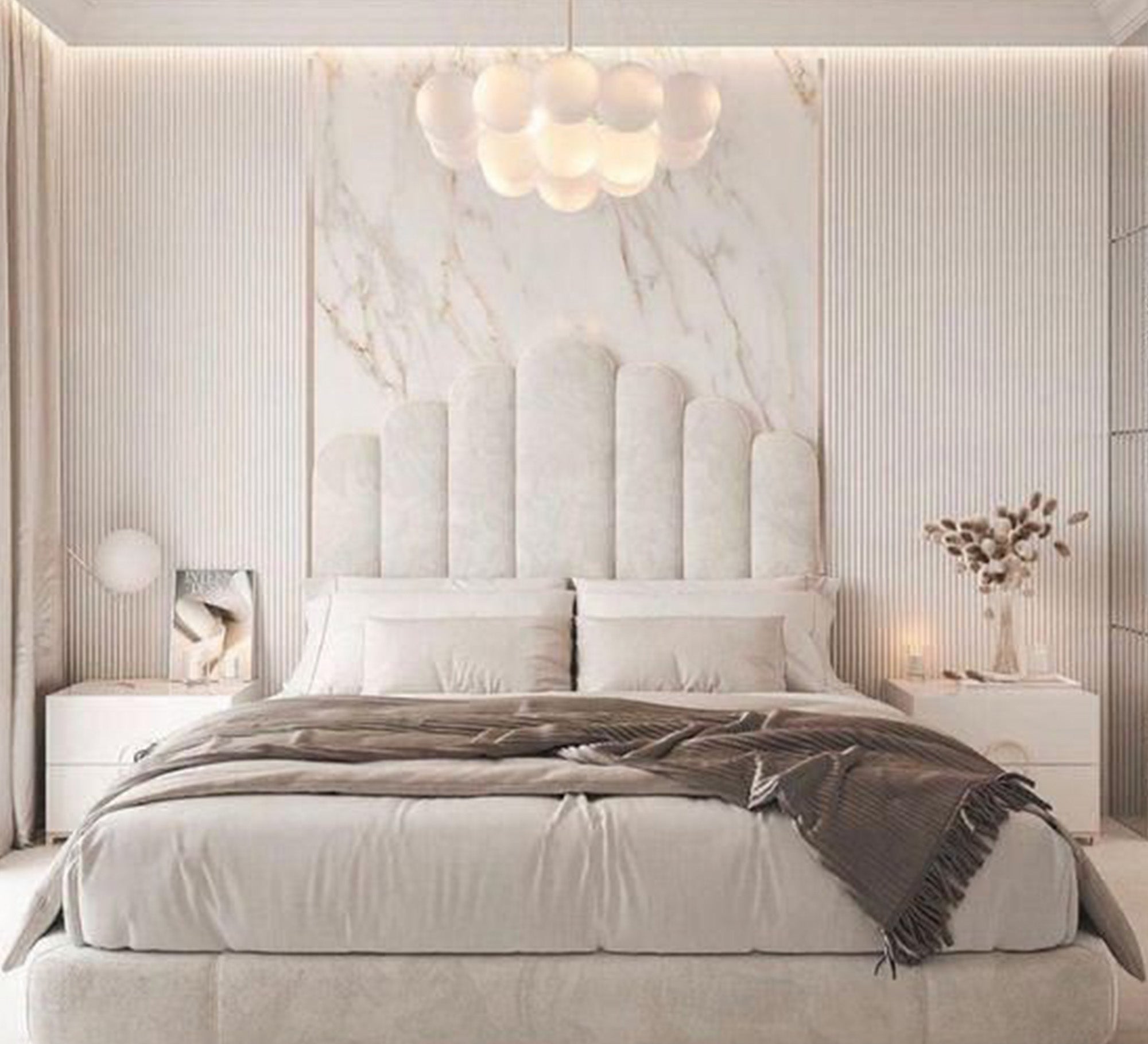 White Bed, Unique Headboard, Ultimate Comfort