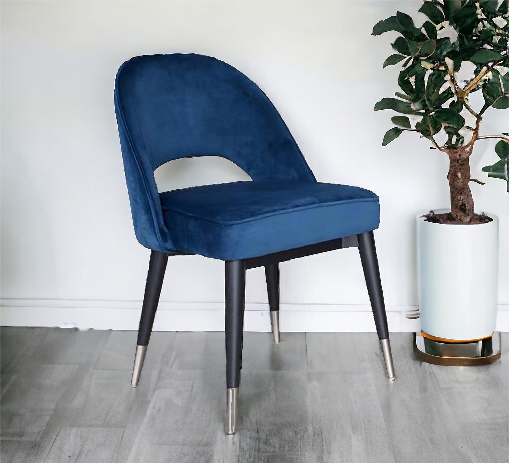 Navy blue upholstered chair