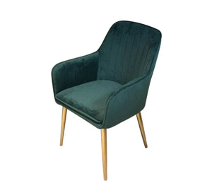 Green upholstered chair with armrests