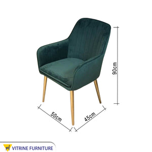 Green upholstered chair with armrests