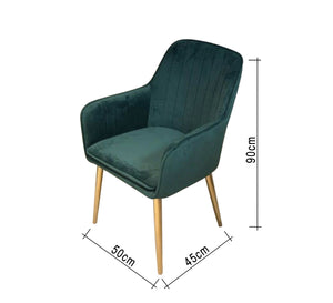 Green upholstered chair with armrests