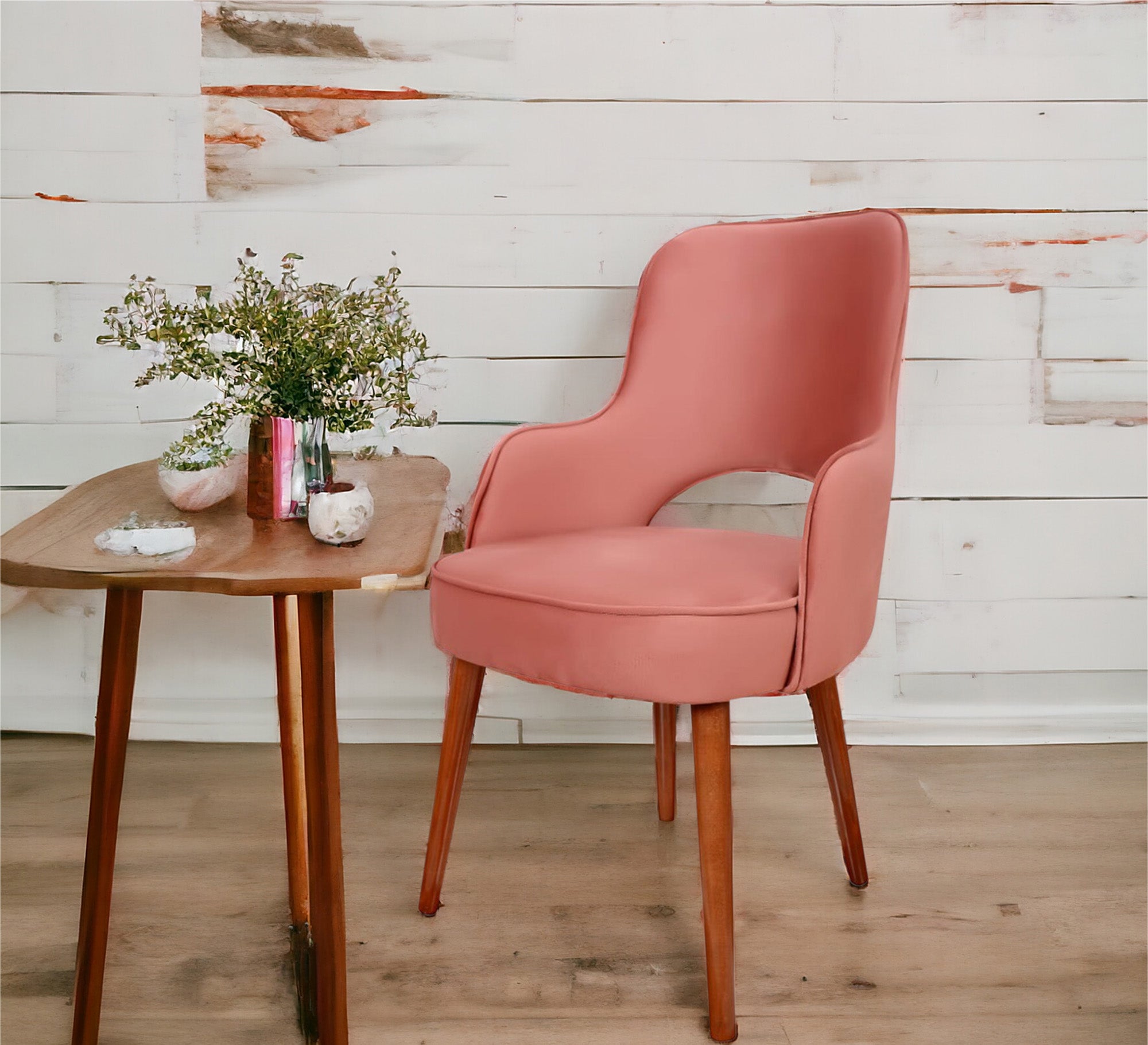 Pink velvet chair