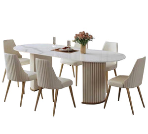 A dining table with a unique and elegant design