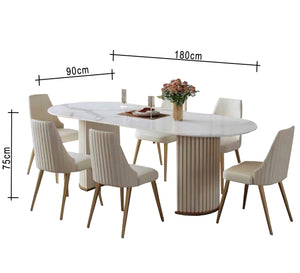 A dining table with a unique and elegant design