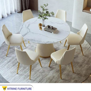 Decorative white dining table