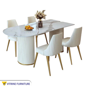 Dining table with cylindrical legs
