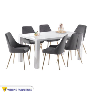 Dining table with black chairs