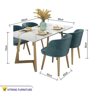 Marble dining table for four people