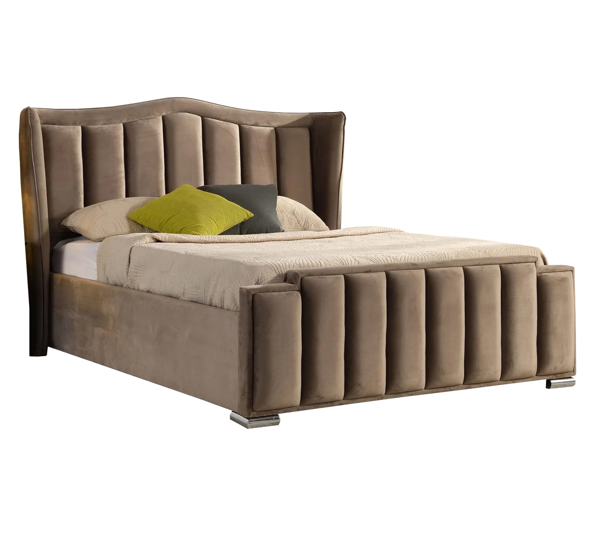 سرير بمسند ظهر ورأس منجدين رأسيا