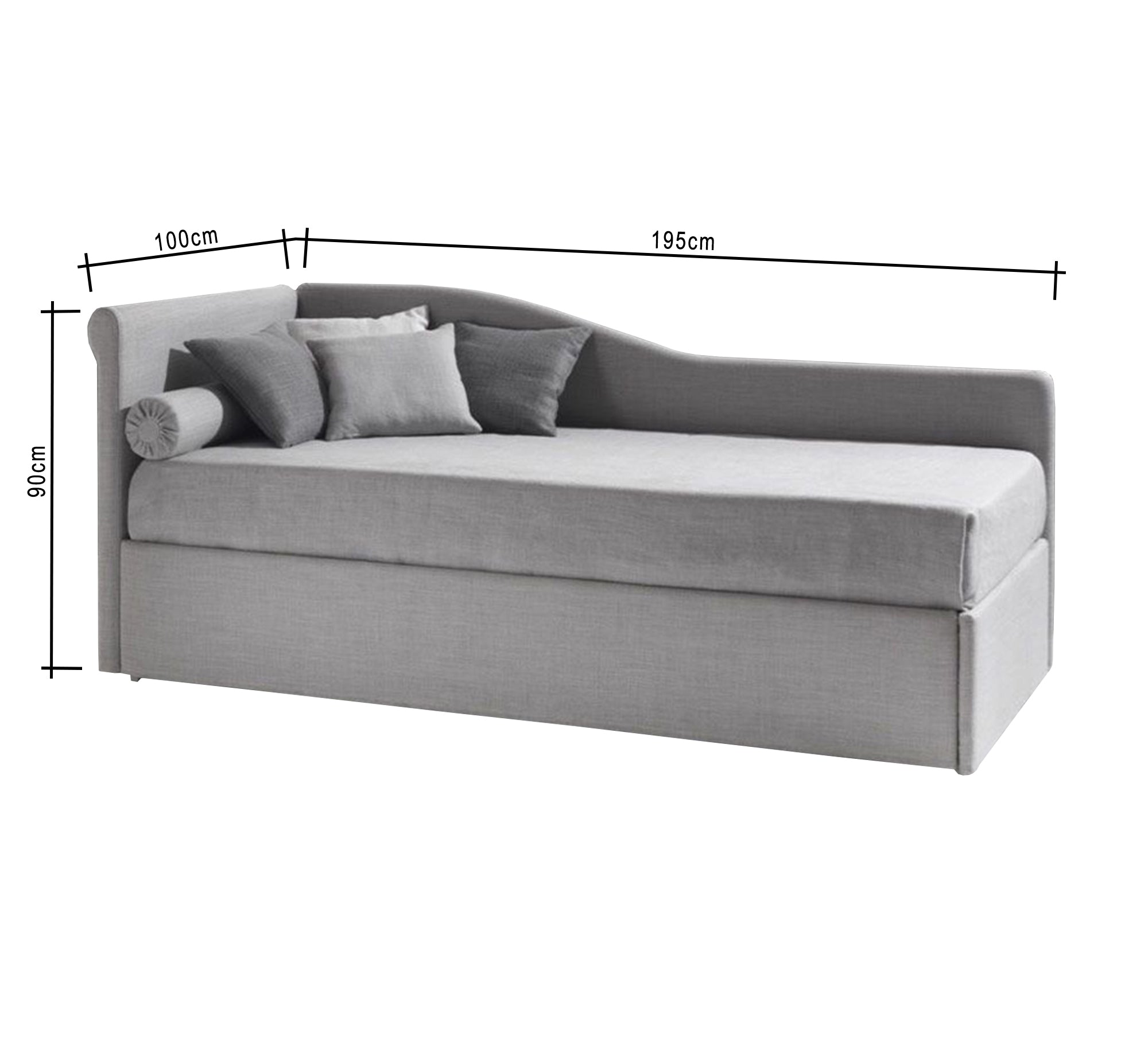 Corner bed with flowing letter sides