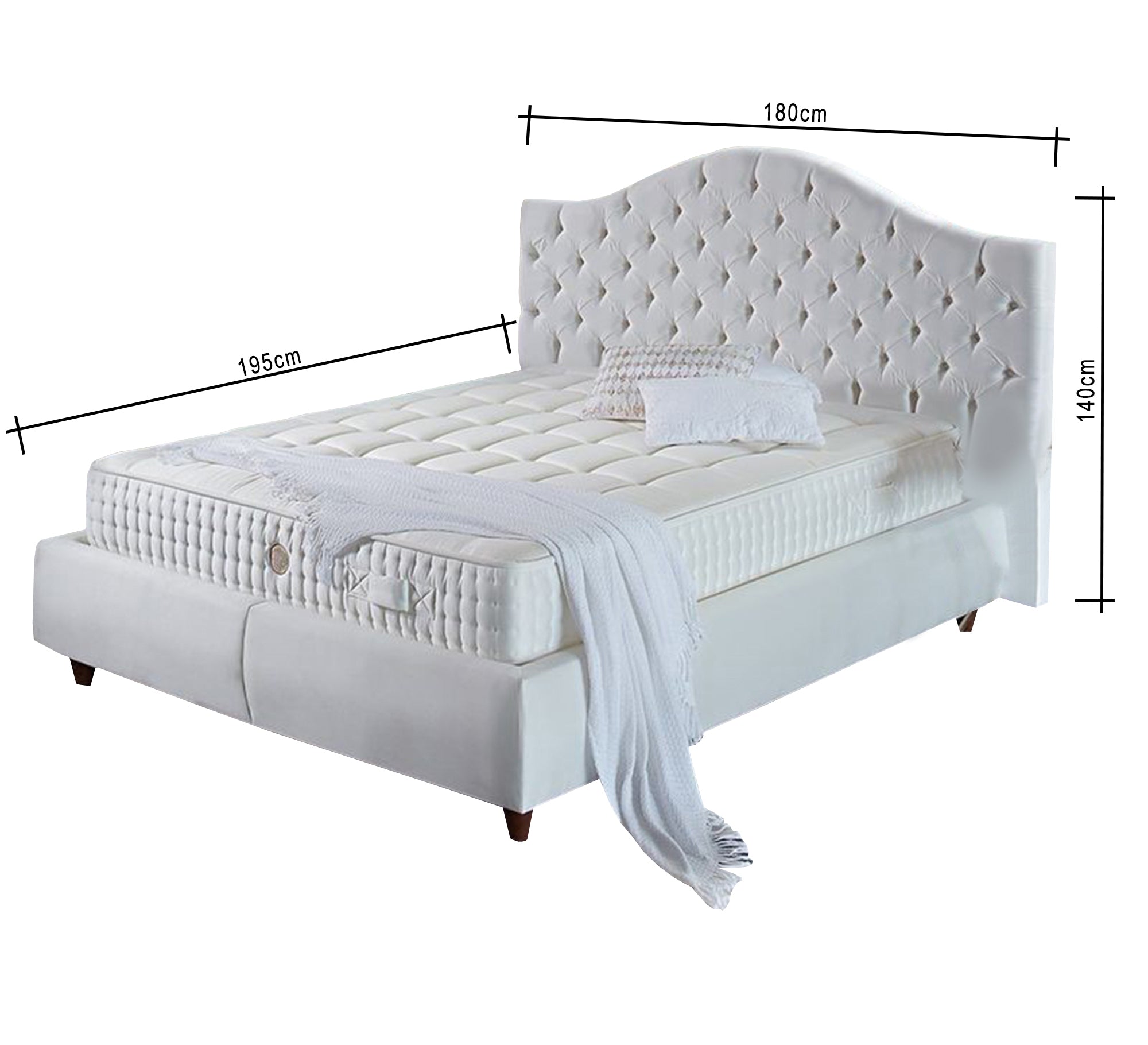 King bed in bright off white