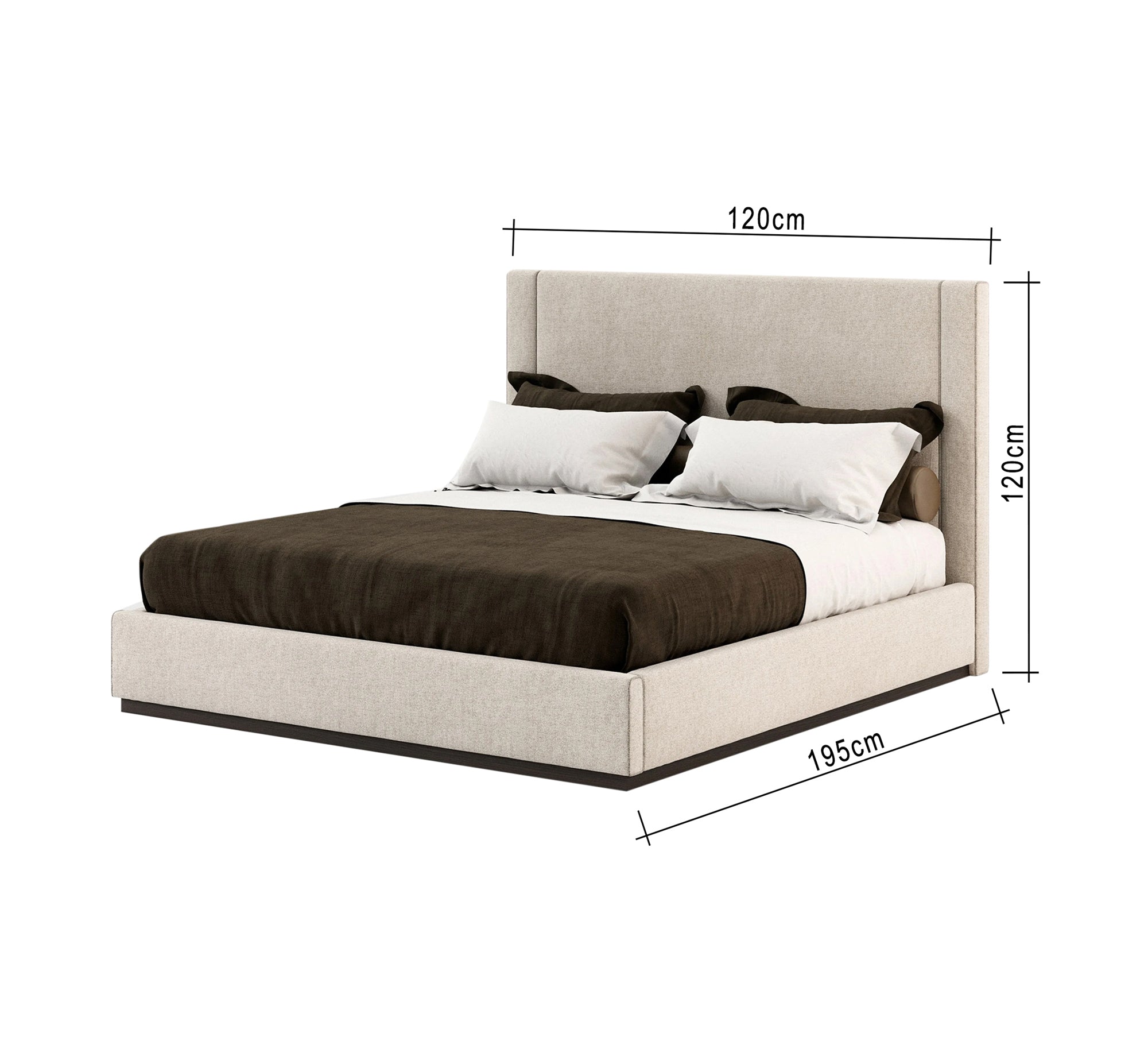 سرير كتان بسيط مع لوح رأسي مرتفع