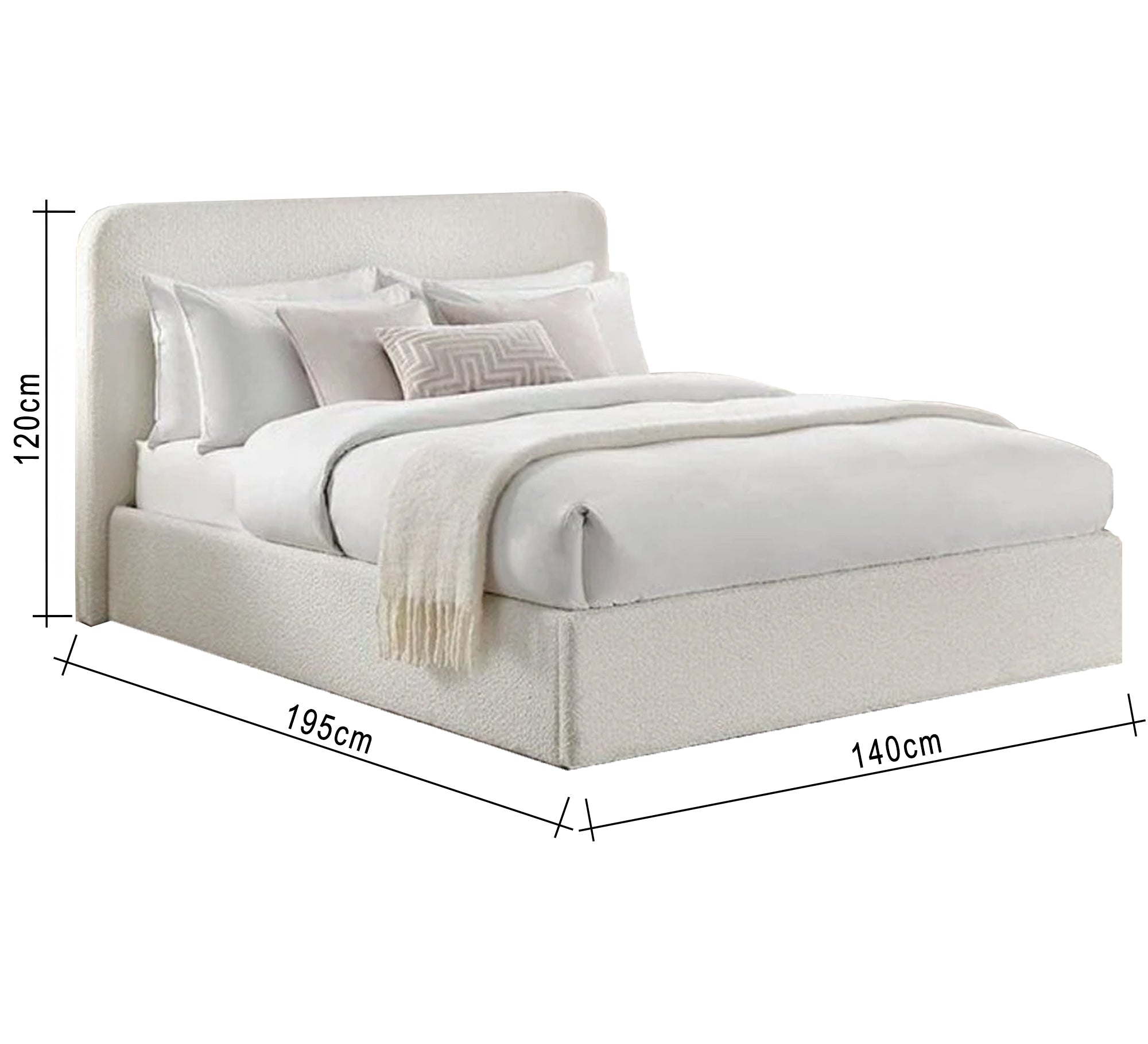 سرير براحة عصرية بقماش أوف وايت فاخر