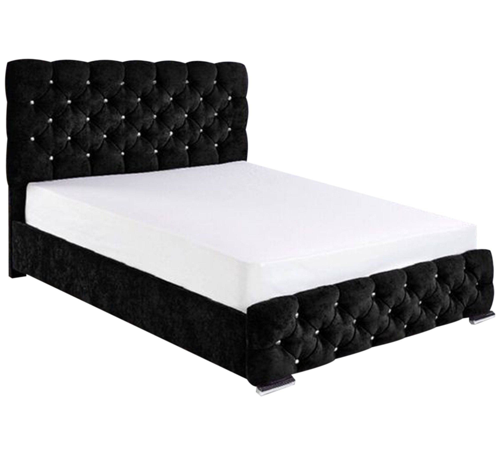 سرير كابيتونيه فاخر مخملي أسود أنيق