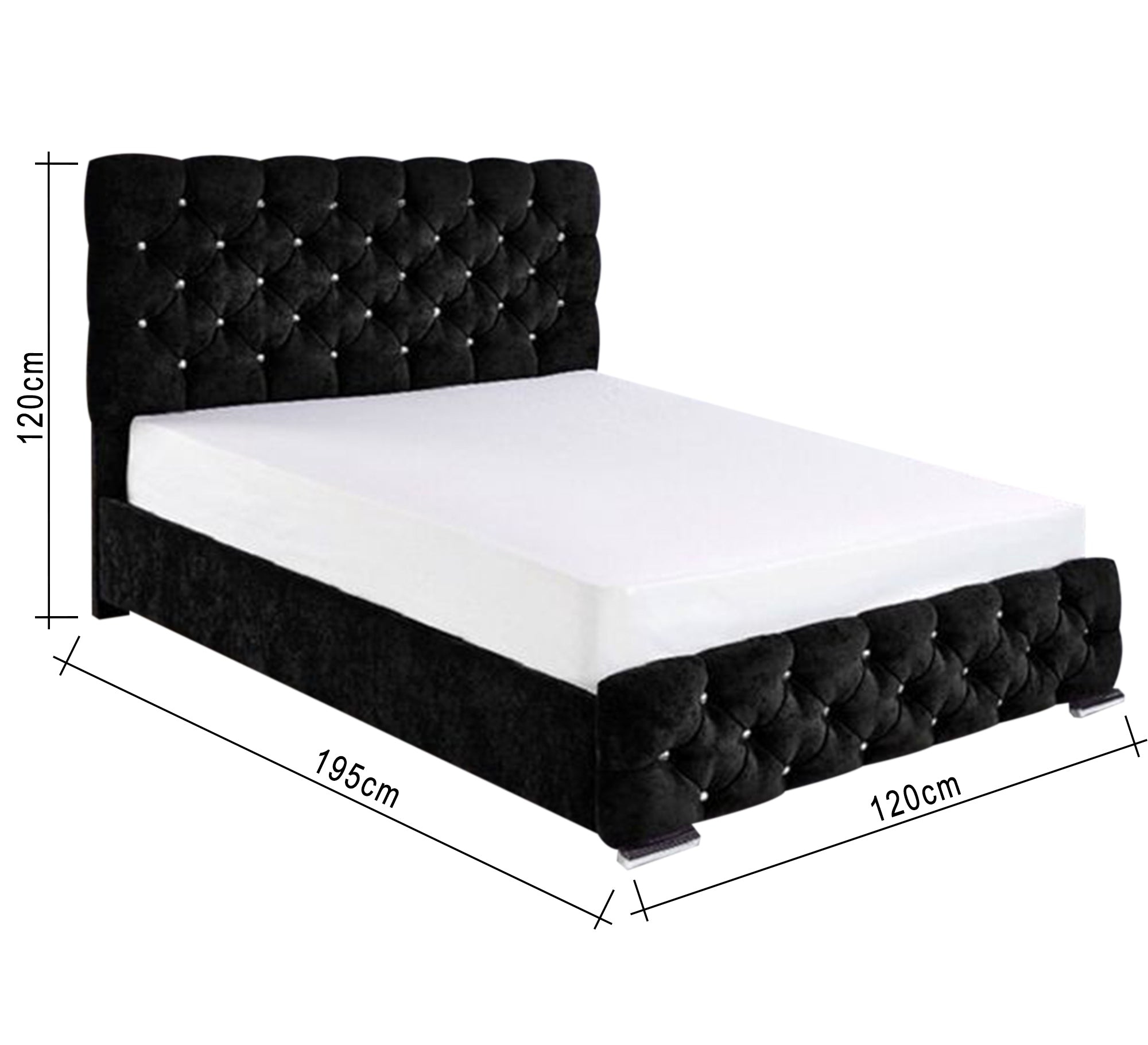 Elegant black velvet capitone bed