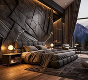 سرير أنيق مبطن بالقطيقة السوداء الفاخرة