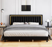 سرير أسود بفخامة ذهبية وأناقة معاصرة