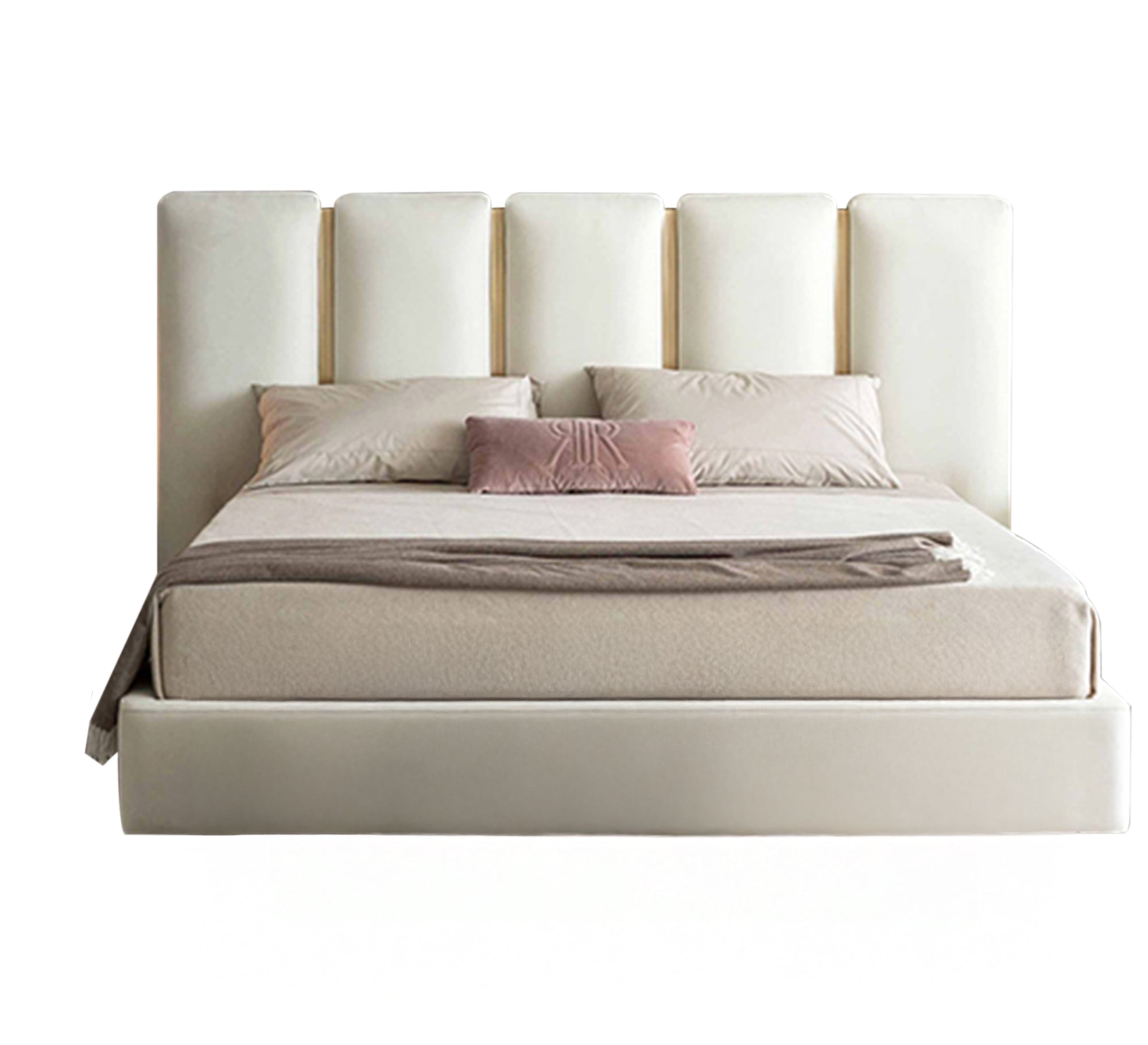 سرير أبيض أنيق بتصميم عمودي مريح