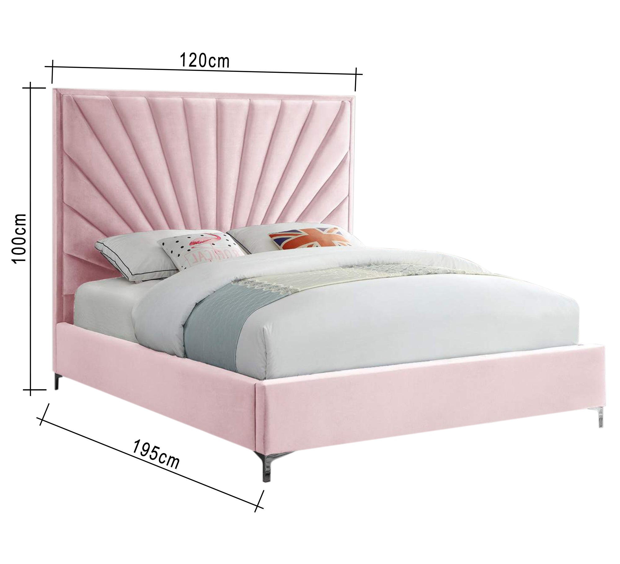 سرير وردي مخملي بتصميم مروحي أنيق