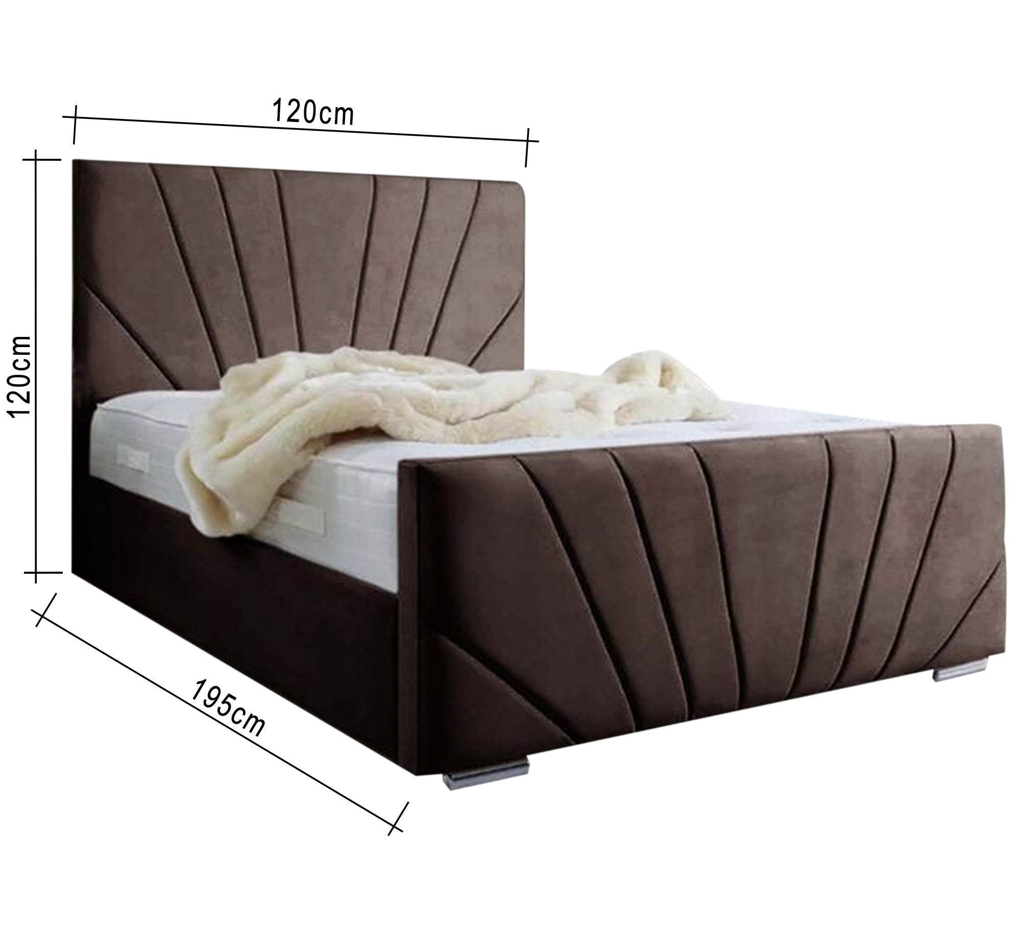 سرير مخملي بني بتصميم فني مميز