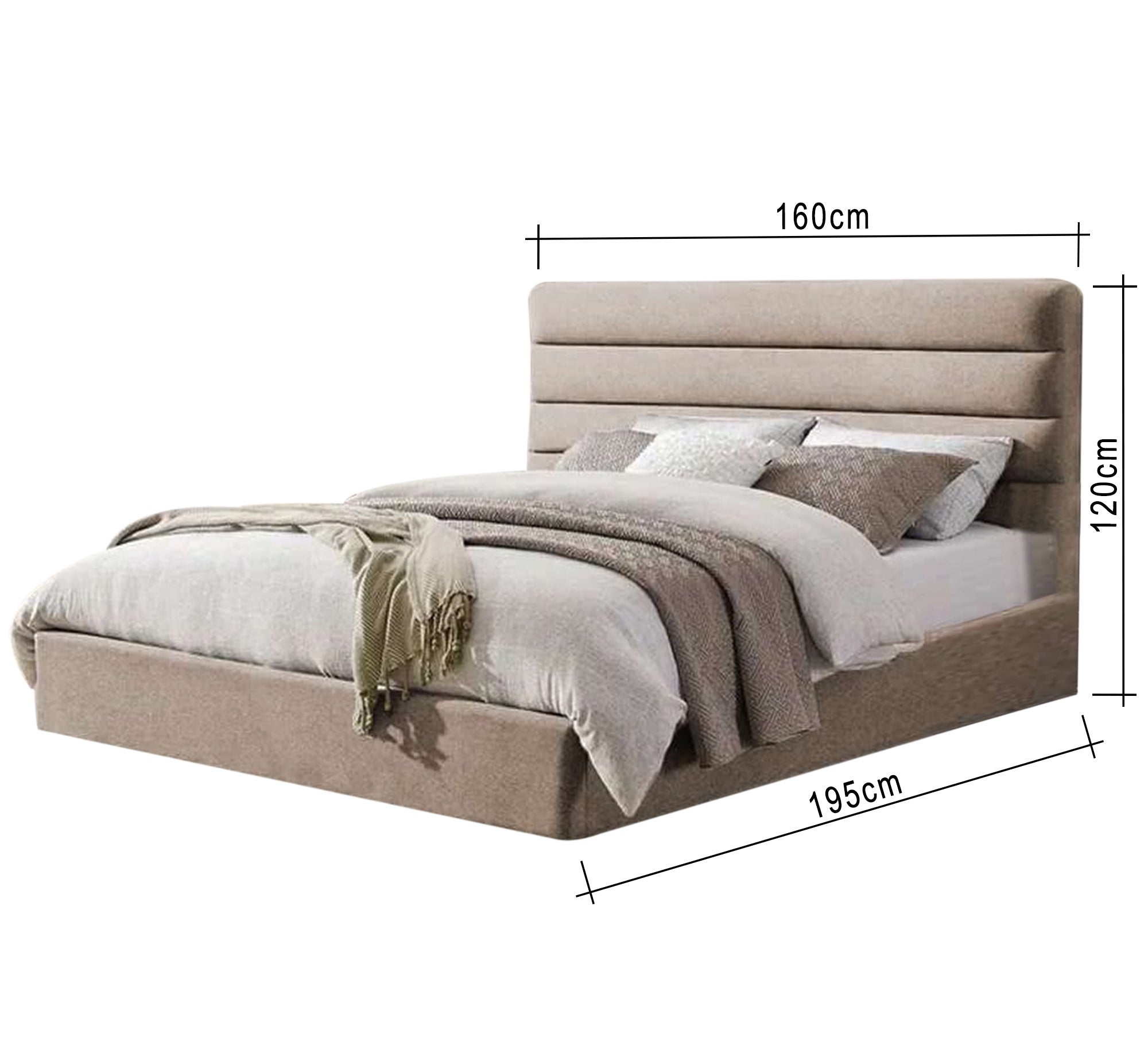 سرير بيج مبطن بتصميم أفقي مريح