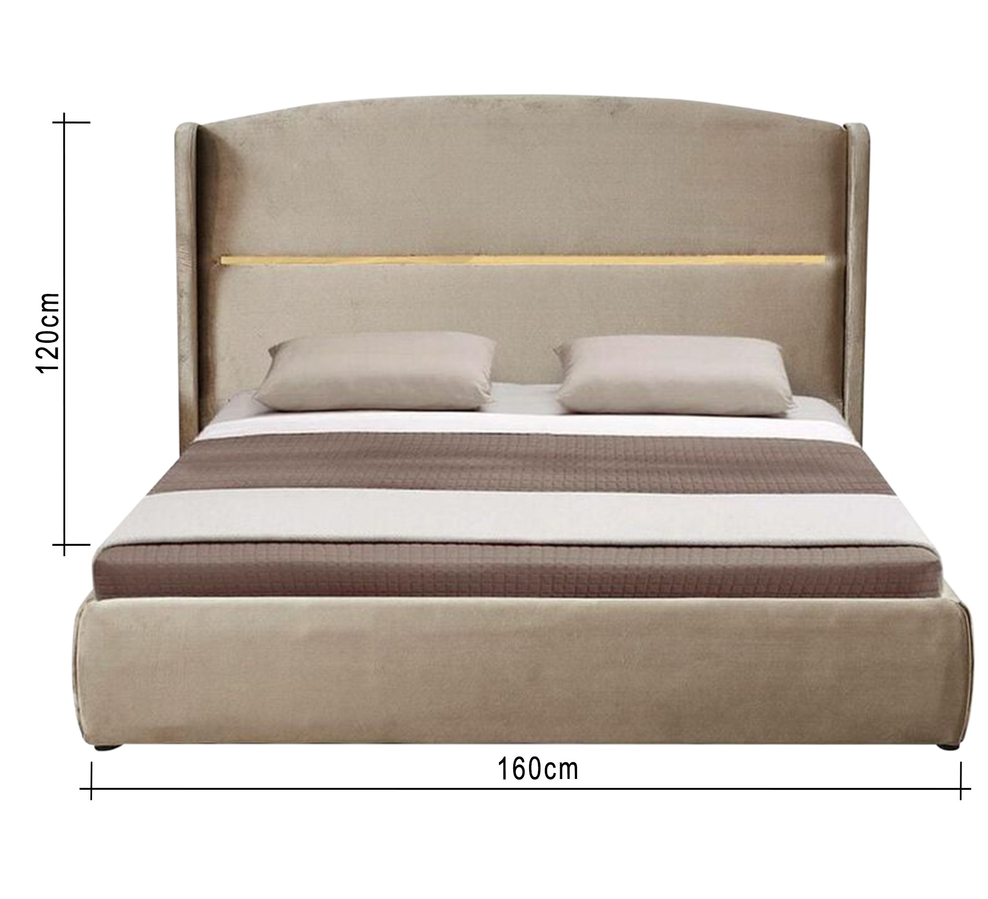 سرير بيج بمسند رأس منحني