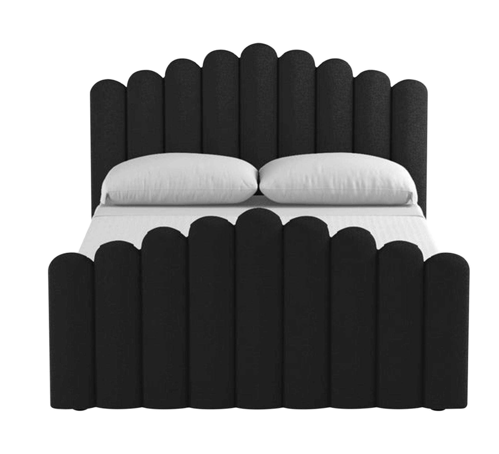 سرير أسود بتصميم فني مضلع فريد