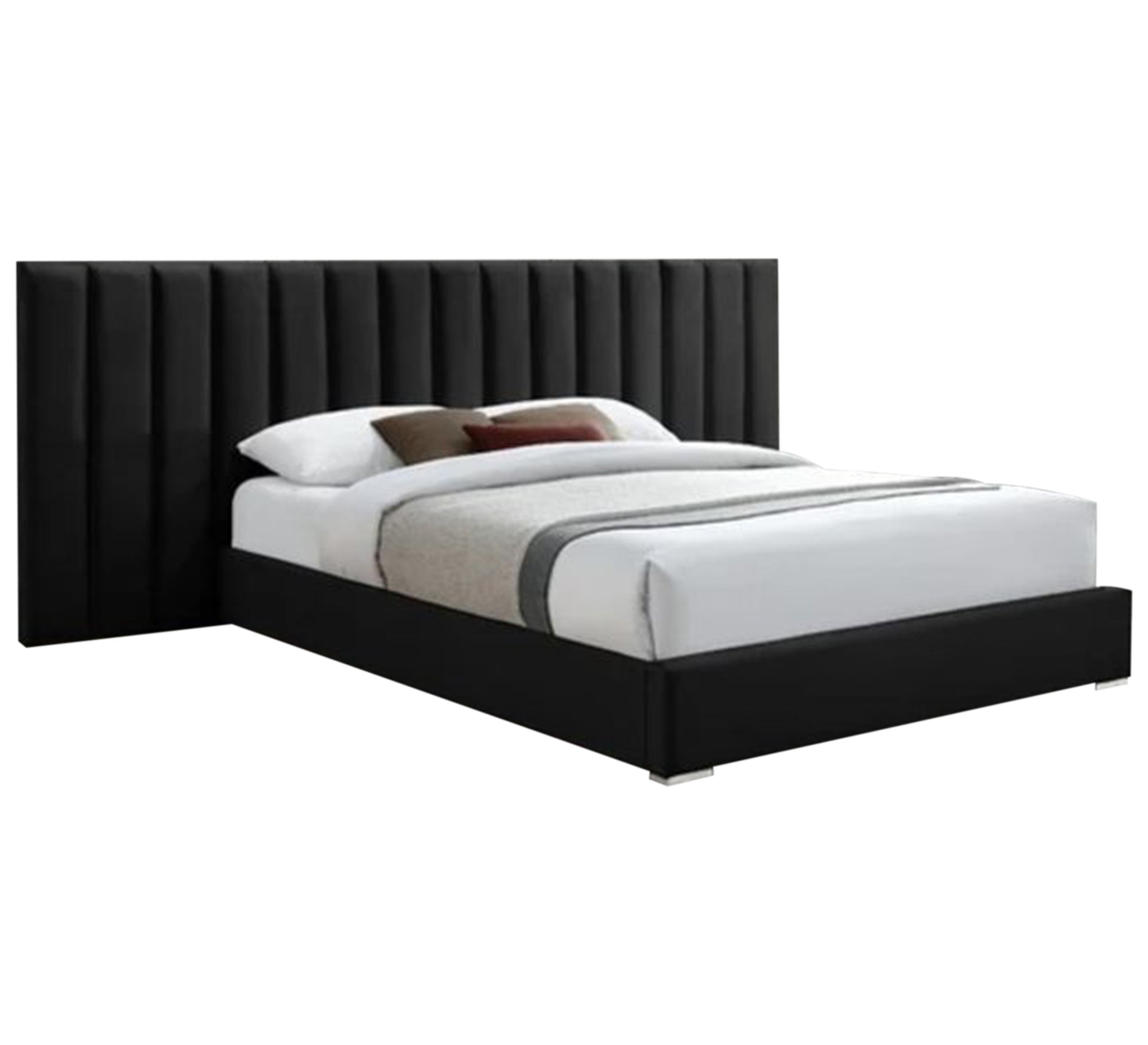 سرير أسود بتصميم عمودي أنيق وعصري