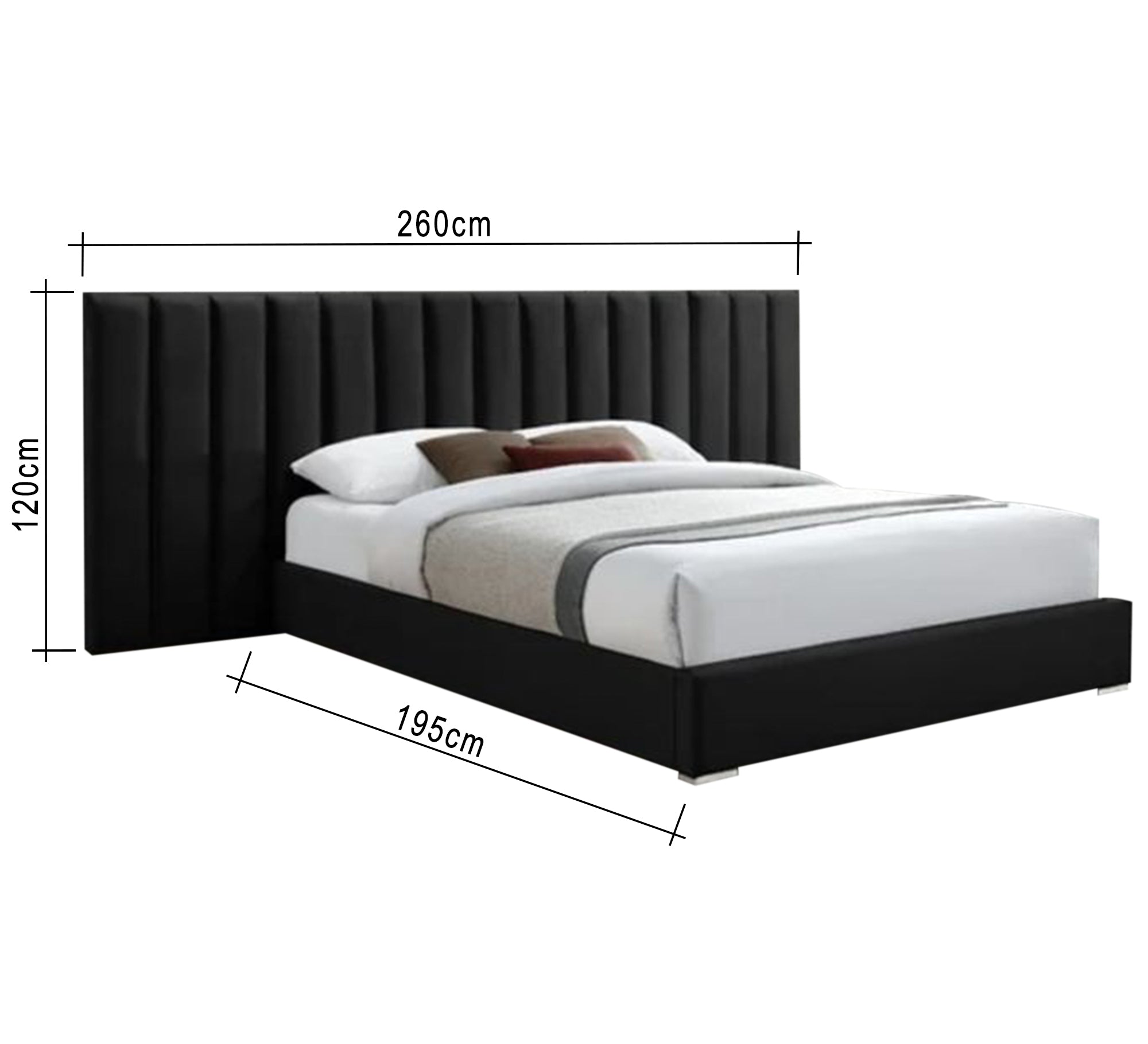 سرير أسود بتصميم عمودي أنيق وعصري