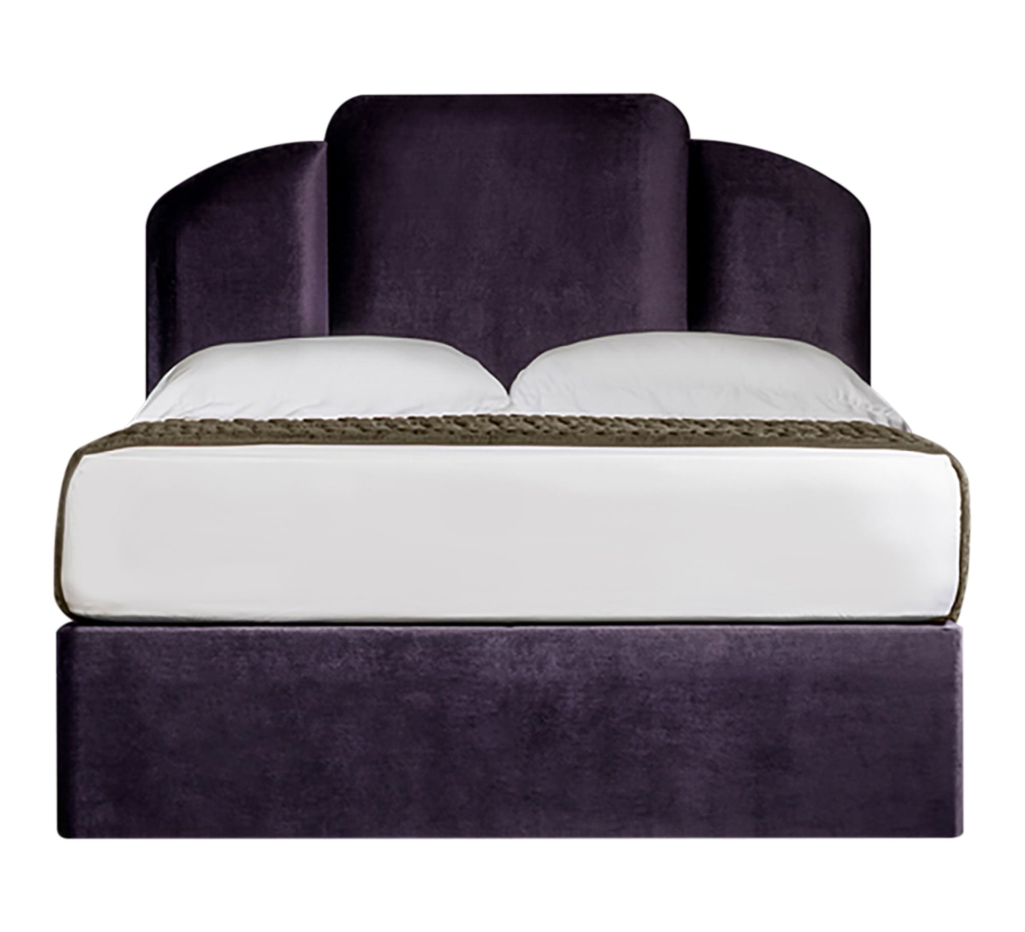 سرير بنفسجي بتصميم فني مخملي فاخر