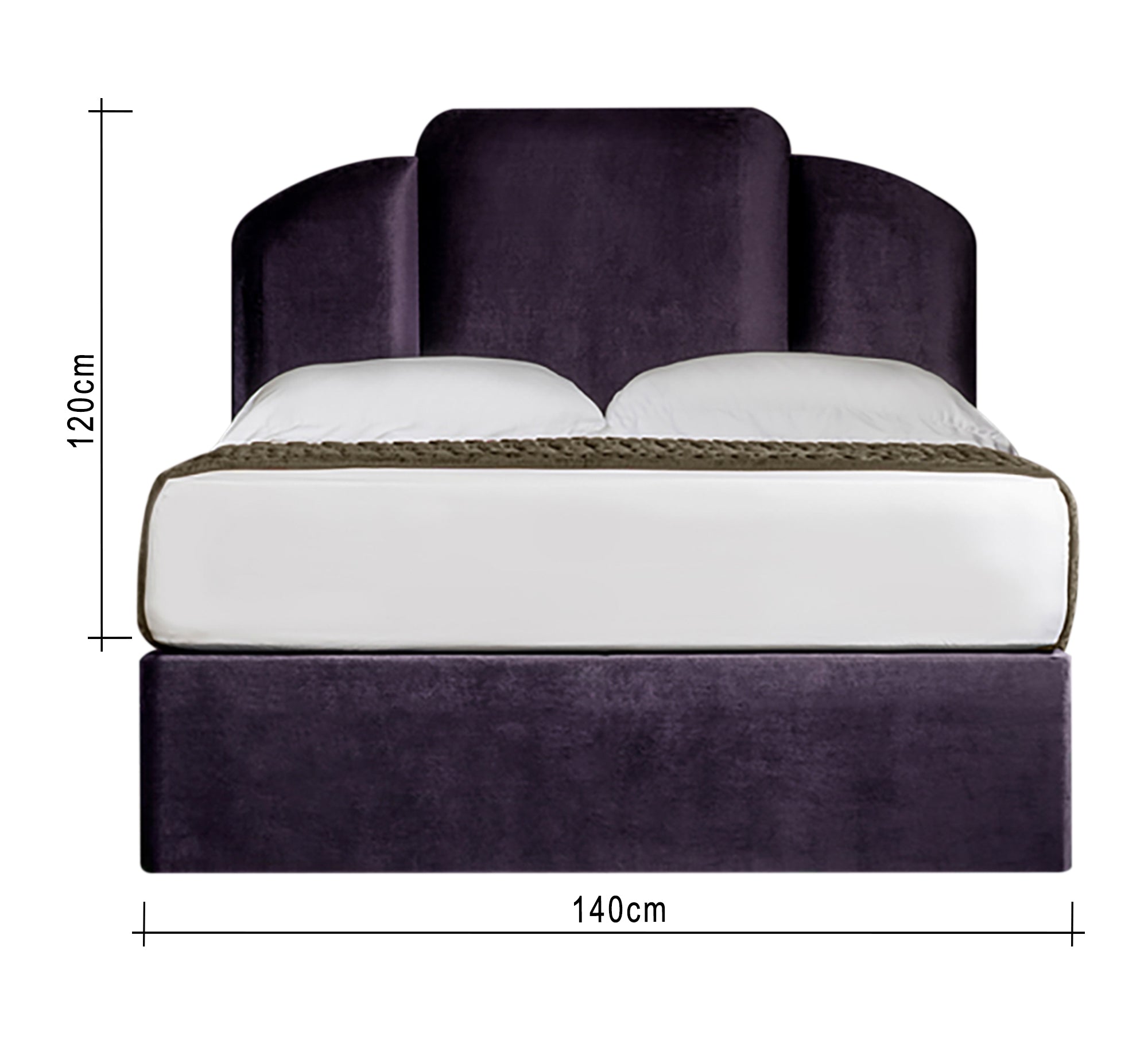 سرير بنفسجي بتصميم فني مخملي فاخر