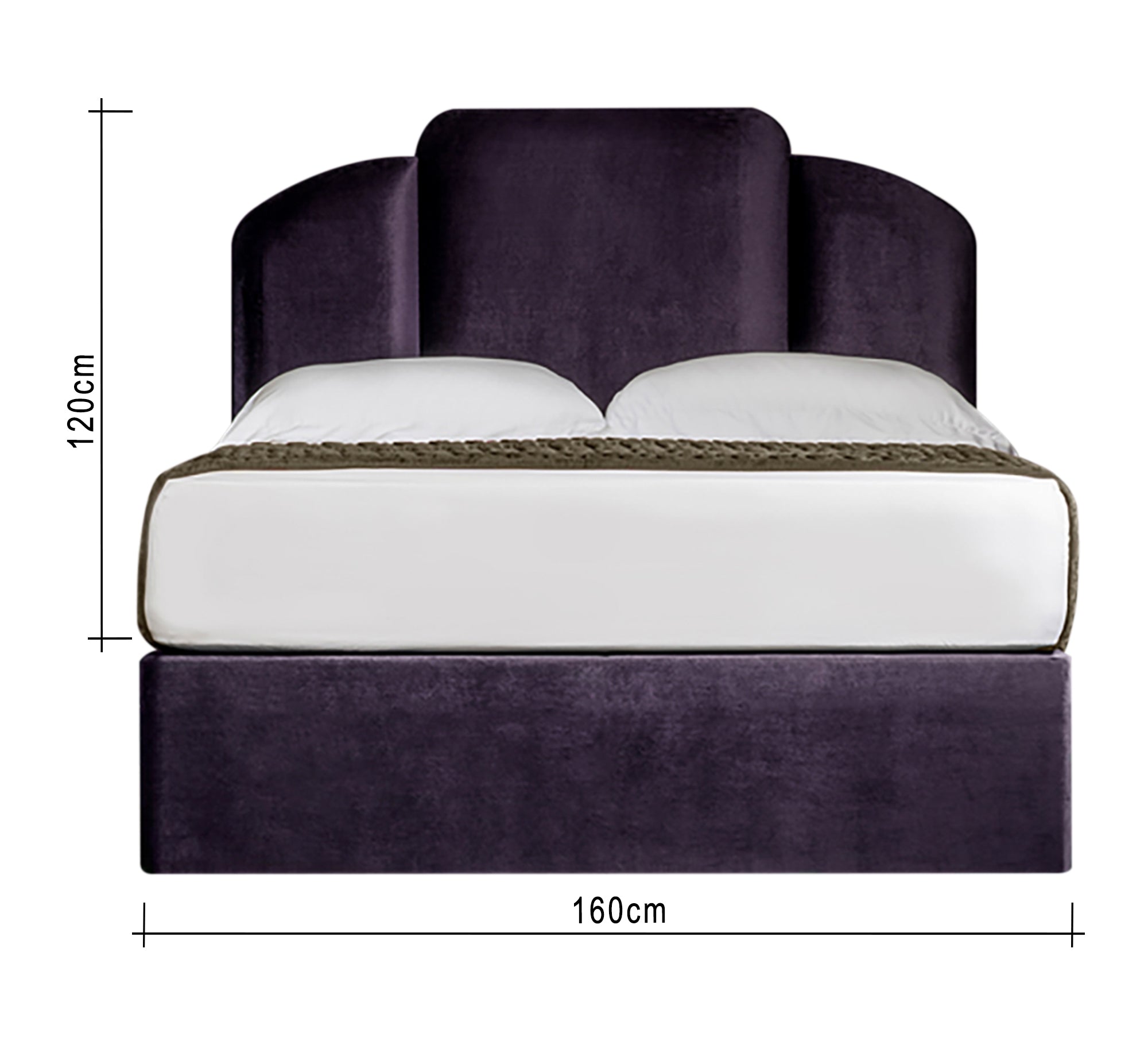 سرير بنفسجي بتصميم فني مخملي فاخر