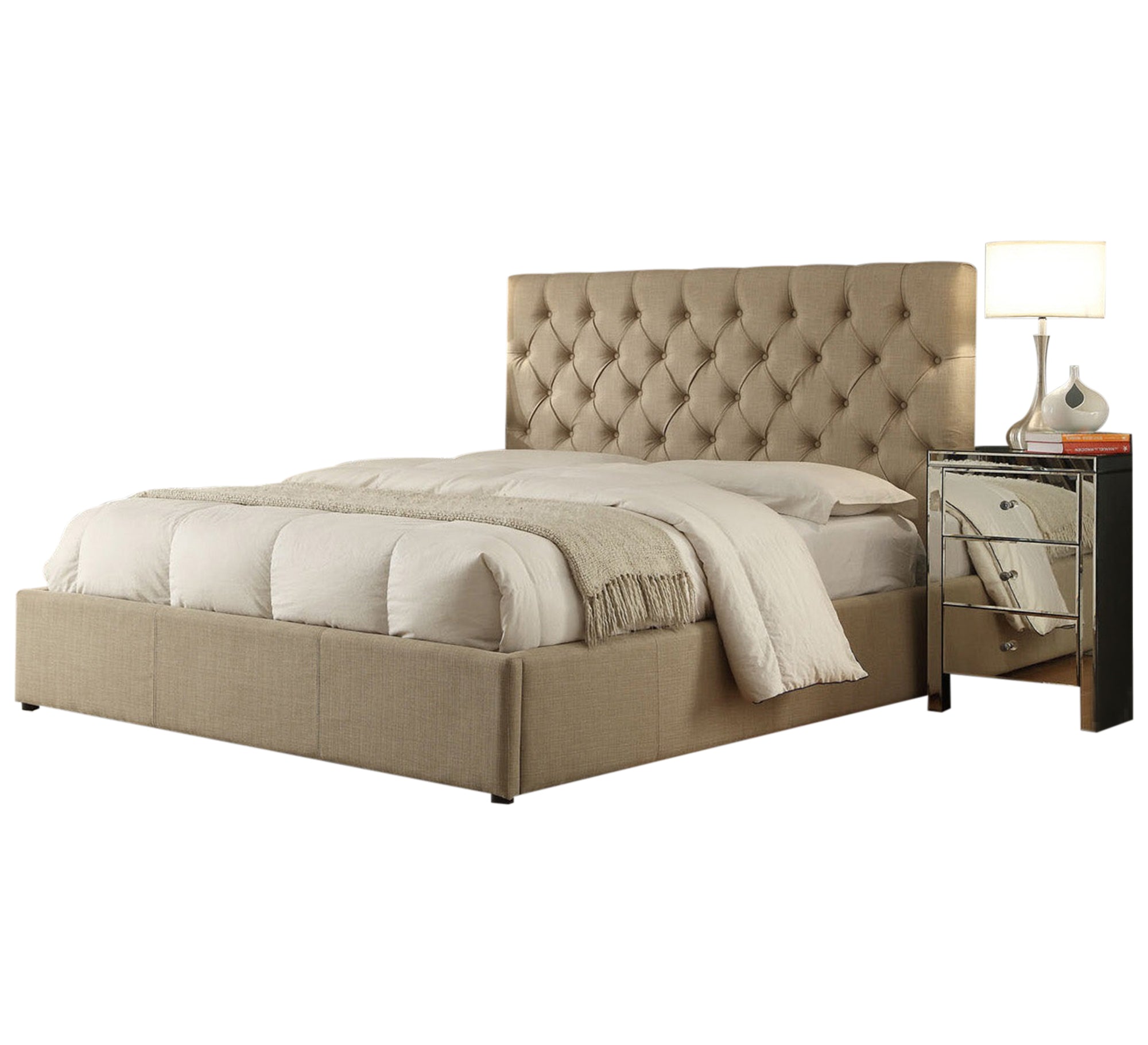 سرير بيج بمسند رأس كابتونيه فاخر